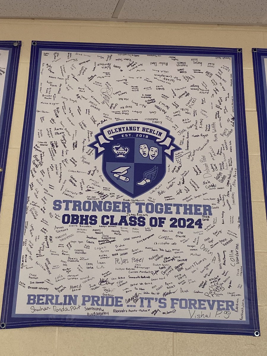 4 years ago, the class of 2024 signed the banner.  Now, they will celebrate as a class (with family) on the 15th. You don’t want to miss this one!  Be early, it will be packed. #Clawsup!🐻. #BerlinPride…