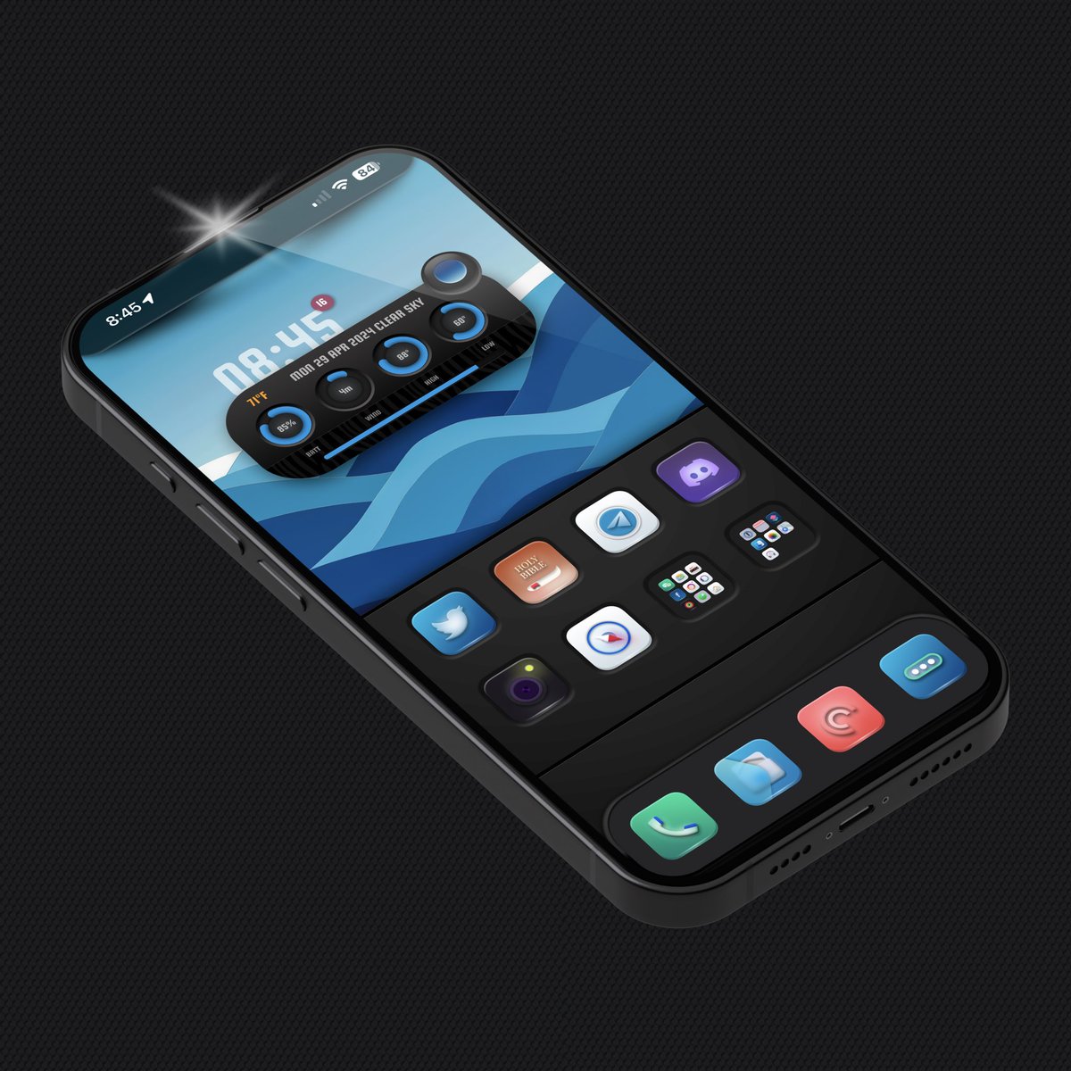 Check out #Glass by @Enter_Apps codeone88.github.io/Glass/ Use Ⓜ️ by @SeanKly for custom walls 👉🏼 apple.co/3Q5ajT9 #Apple #iOS1741 #iPhone15PM #NoJailBreak #Widgy #MockupM #ShowAE @SeanKly @TeboulDavid1 @Enter_Apps @SteveMeyer420 @Attairdu57slm @timetravelr2025
