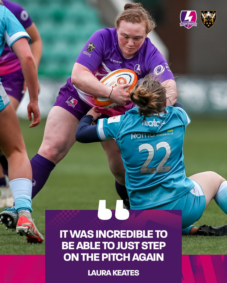 After 714 days out injured, it was great to see Laura Keates back playing rugby as she made her debut for Lightning on Saturday 💜💜 Read the full story below 👇 northamptonsaints.co.uk/womens-rugby/k…
