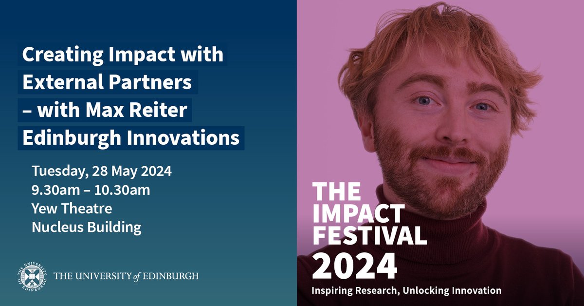 We're excited for the Impact Festival that celebrates @EdinburghUni 's engagement & research impact🎉 There is a full schedule of events that includes a presentation by our Community Engagement Executive, Max Reiter 🙌 More ➡ eil.ac/impactfestival…