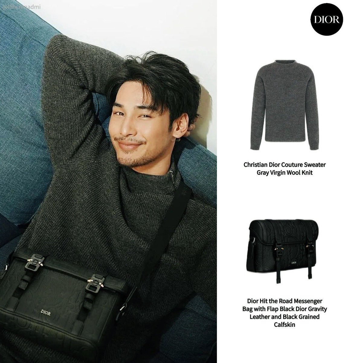 Apo Nattawin Ig update with Dior @dior . Full pic check @Nnattawin1 IG 

🟡Christian Dior Couture Sweater Gray Virgin Wool Knit
🟡 Dior Hit the Road Messenger Bag with Flap Black Dior Gravity Leather and Black Grained Calfskin

 #DiorMenFall 2024 #DiorGravity Bag 
Apo Nattawin…