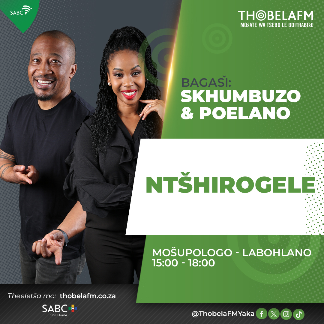 Lehono go #Ntšhirogele | 15:00 - 18:00

🟢 Mpotšišetšeng yena
🟢 Kgorong ya tshedimošo
🟢 Moeng tla gagešo: Vetkuk Vs Mahoota
🟢 #YakaŠe

Theeletša mo go 87.6 - 92.1 MHz 📻 | 📱 #SABCPlus