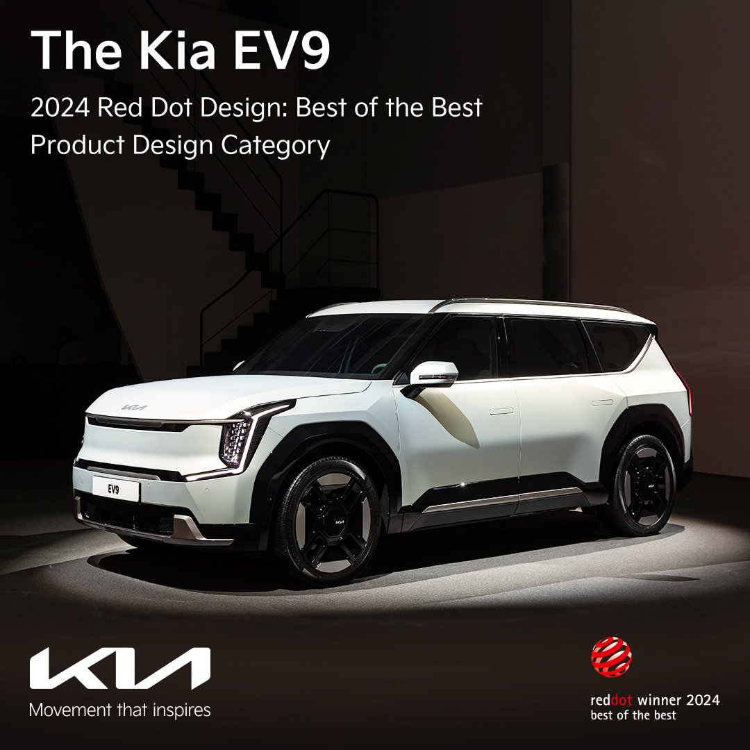 The Kia EV9 has been recognized as Best of the Best in the Red Dot Award: Product Design 2024 in the cars category. 

This honor acknowledges the EV9's commitment to innovation and sustainability in automotive design.

#Kia #MovementThatInspires #EV9 #RedDot2024 #BestoftheBest