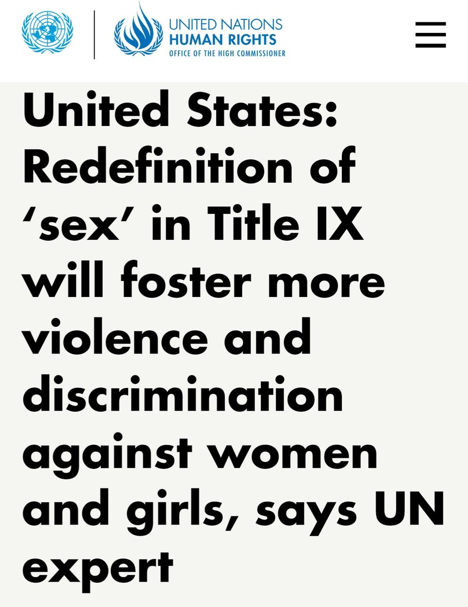 UN PRESS RELEASE - US: The @JoeBiden administration redefining 'sex' in Title IX to include 'gender identity' will lead to more violence and discrimination against women and girls, according to @UNSRVAW.