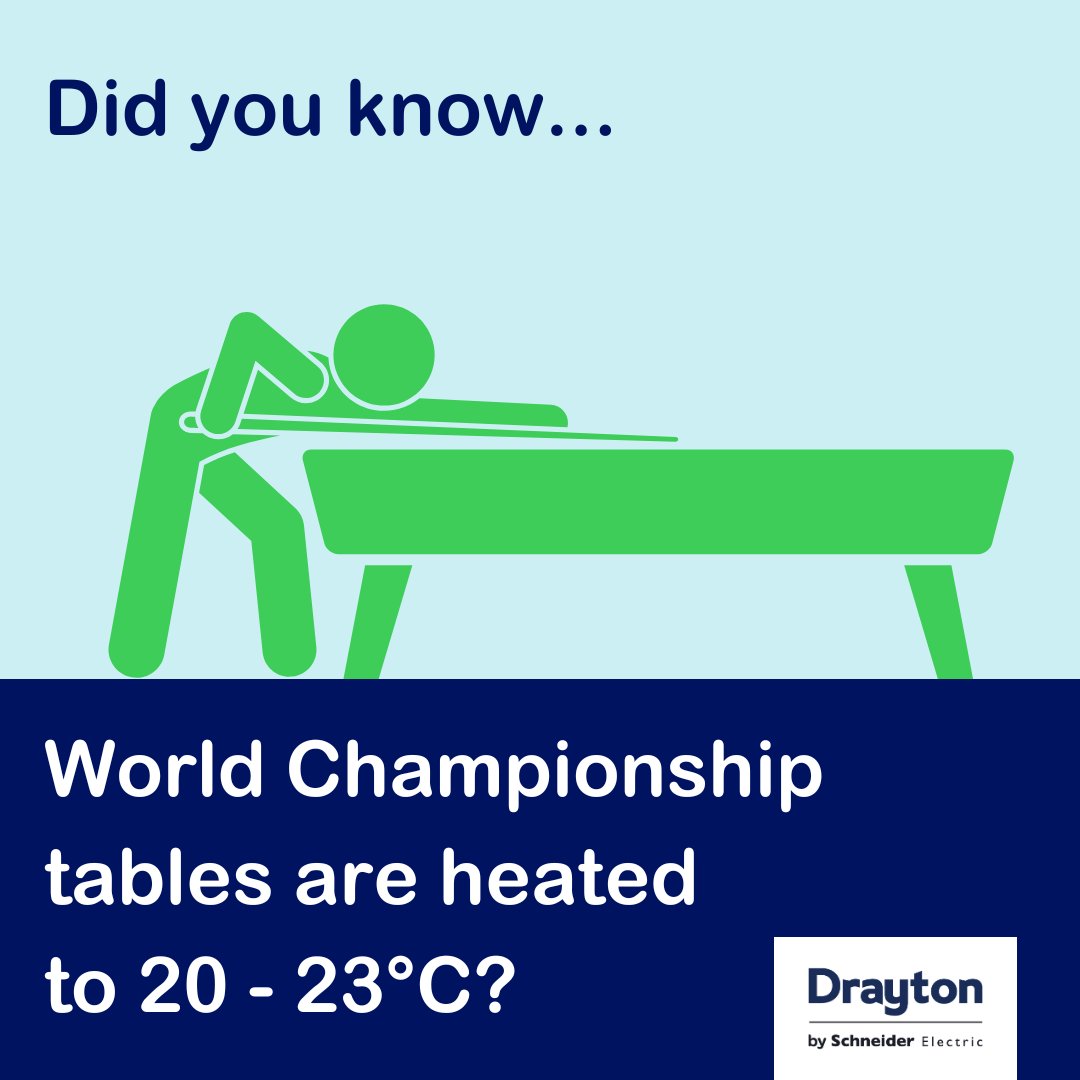 How about this Snooker heating related fact? Did you know the surface of snooker tables are heated to 20 - 23°C? This helps maintain consistent play and a fast running table. #snooker #snookerworldchampionship #snookerfinal #plumbing #heating