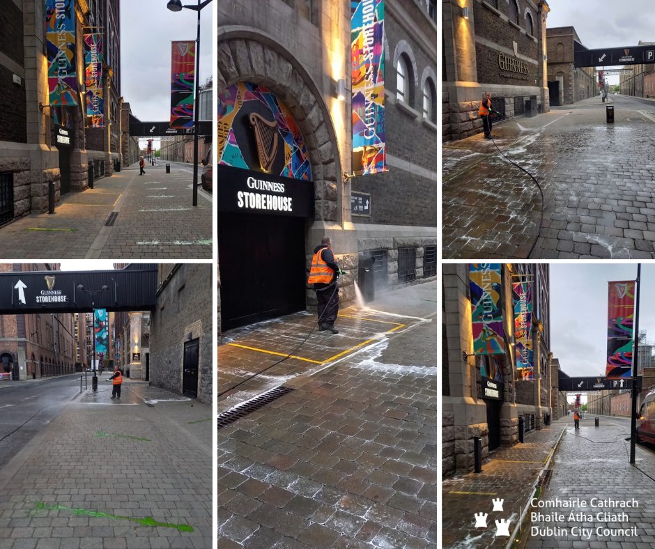 Guinness Storehouse is looking pristine after a deep clean was carried out this morning, operated by our NCOD 6 a.m. #wastemanagement wash crew. We are out keeping the streets of #Dublin clean 24/7 365. Thanks Martin & team. #YourCouncil #keepdublinbeautiful