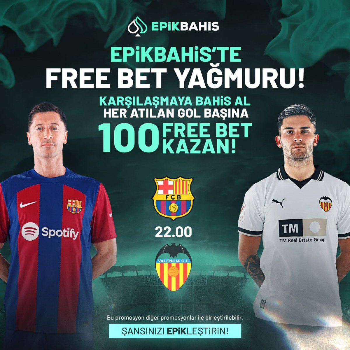 😍EPİKBAHİS'TE FREE BET YAĞMURU DEVAM EDİYOR ⚽️ Barcelona 🆚 Valencia ⚽️ ⚠️ DİĞER TÜM PROMOSYONLARA EK! ⚽️Karşılaşmaya bahis al, her atılan gol başına 1️⃣0️⃣0️⃣ Free Bet kazan! 📱 Hemen yatırımını yap, bahsini al sende bu heyecana ortak ol! 🎁 Detaylar promosyon sayfasında!…