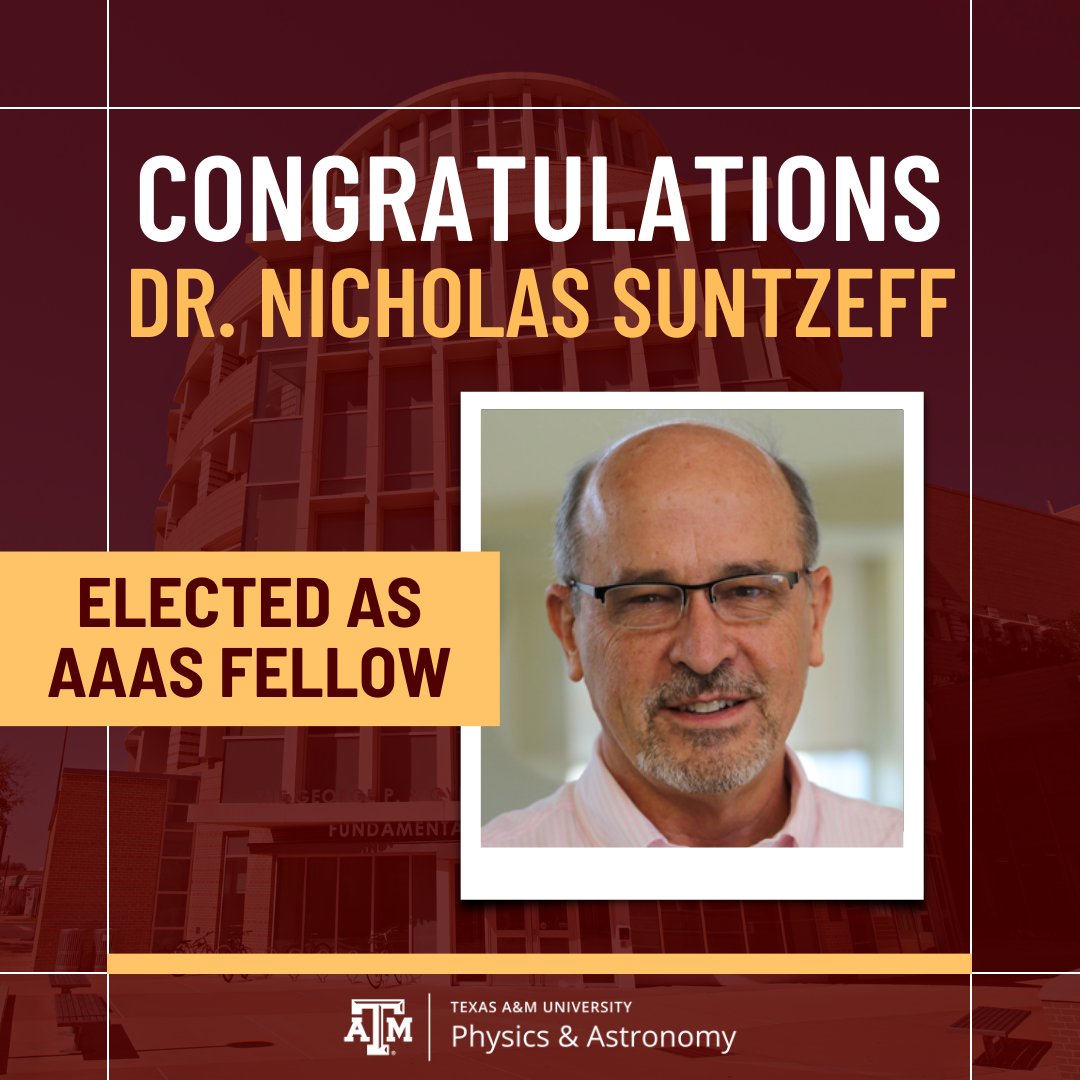 Congratulations Dr. Tatiana Erukhimova and Dr. Nicholas Suntzeff!!🎉 🤩 For being selected as 2023 Fellows of the @aaas, one of the most prestigious honors in the science community! ➡️ Learn more: tx.ag/AAASFellows2023 #AAAS #Physics #Astronomy #TAMU
