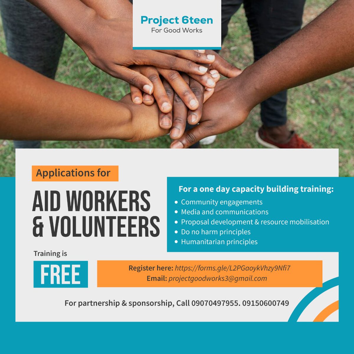 Jos people.

Volunteers,aidworkers & anyone interested in working with NGOs 

This is an opportunity to build your capacity & your CV.

This is free, but you must register.

Limited space available.
forms.gle/L2PGaoykVhzy9N…