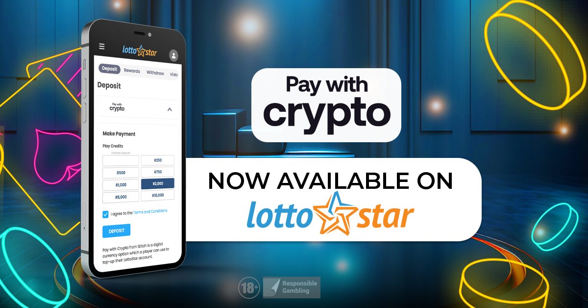 Exciting News! 🤩

LottoStar is making waves yet again as we launch the FIRST digital currency option: Pay with Crypto from Stitch! 📲

Get ready for seamless deposits and next-level convenience. Stay ahead of the game - bet now!
#LottoStar #BitCoin #DigitalCurrency #BetNow