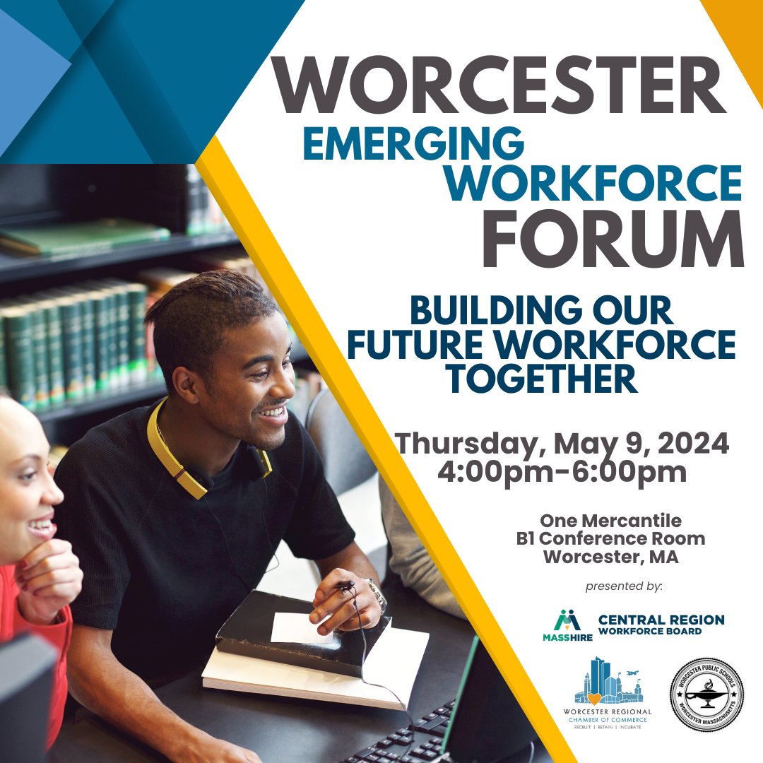 Just 1 week until our Worcester Emerging Workforce Forum! Gain insight into the career vocational technical education programs that @worcesterpublic offers & how to access emerging graduating students for their businesses. Sponsored by @masshirecentral zurl.co/Q64V