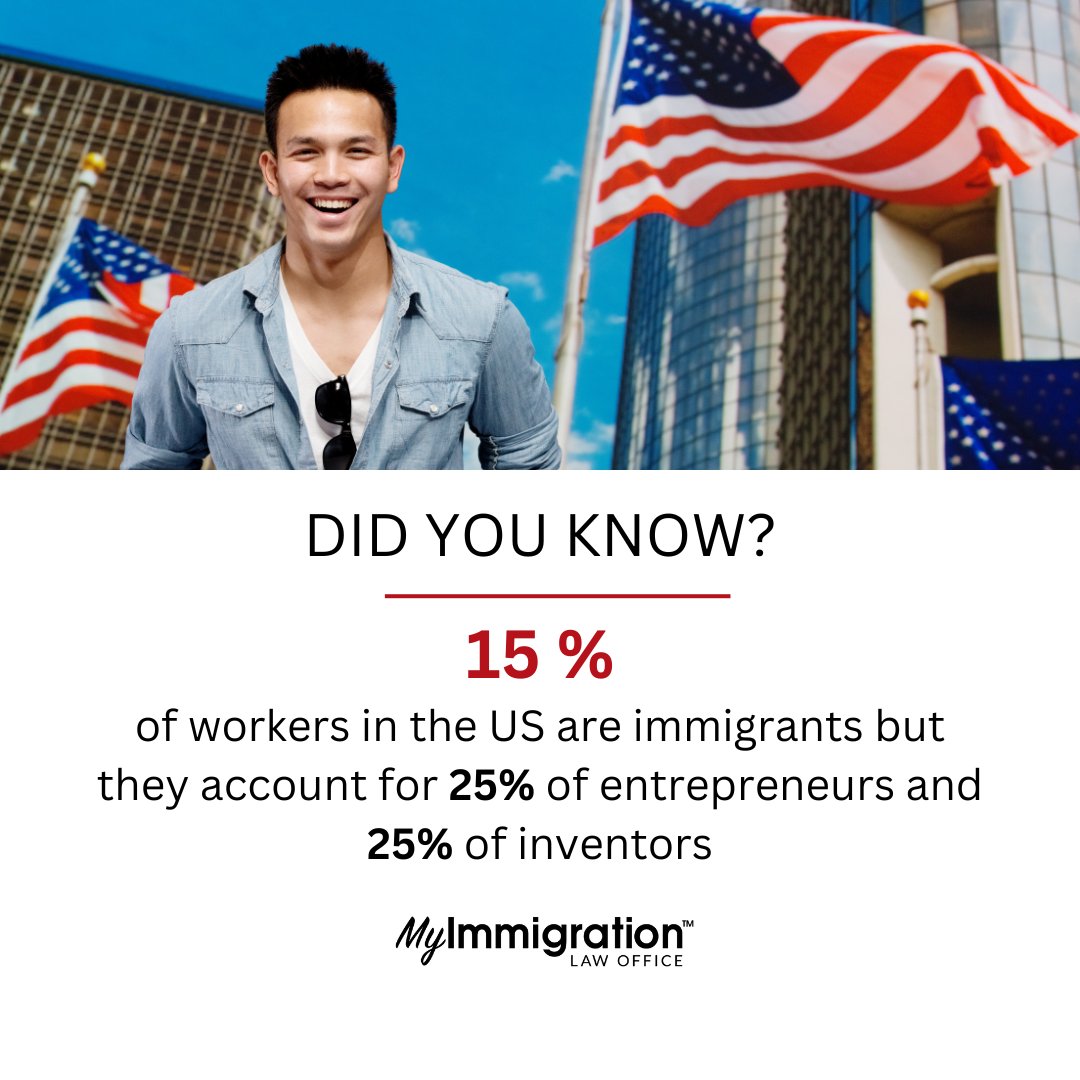 The act of moving to another country is inherently courageous and risky. So, it is no surprise that immigrants tend to be more entrepreneurial than the rest of the population. Contact @myimmigration.com

#myimmigration #legalimmigration #immigrationlawyer #UScitizen