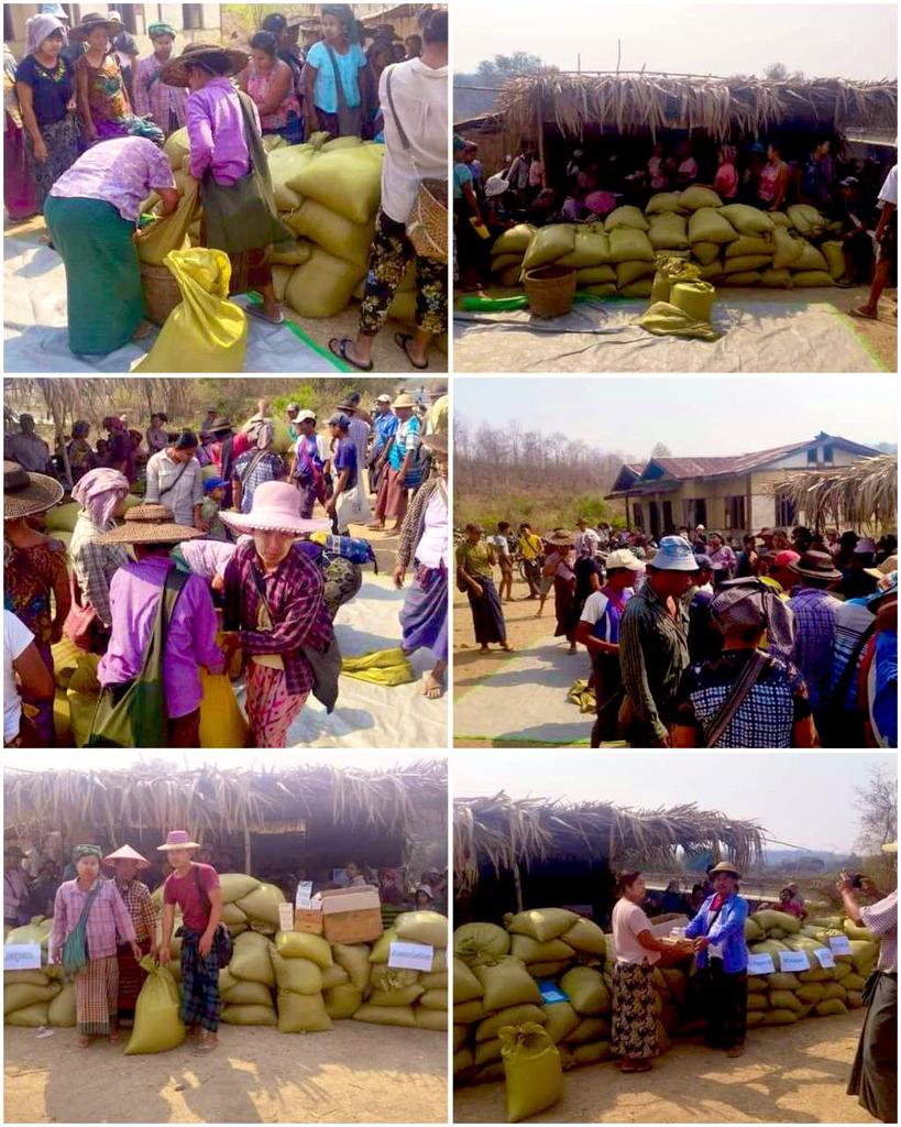 People Administration Group from Western #Htilin Twp donated rice, on behalf of Yaw Funding Japan & Association for Piece in Myanmar CCKK from Japan, to war victims from #Yarmyetni Vlg,Htilin Twp on Apr 29.
#WhatsHappeningInMyanmar 
#2024Apr29Coup 
#HelpMyanmarIDPs