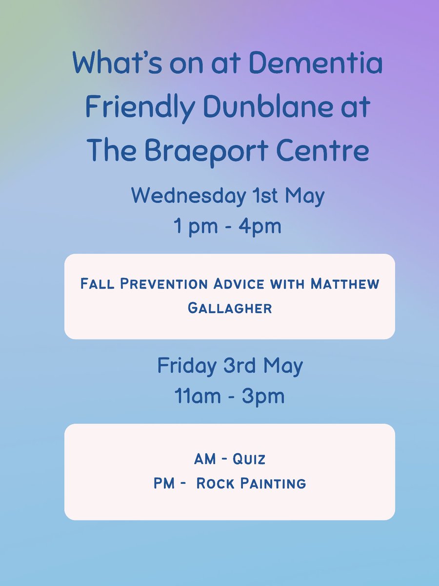 Another busy week planned for our Meeting Centres at the Braeport. Fancy joining us or like to find out more? Mob: 07815 854343, email: dfdmeetingcentremanager@gmail.com