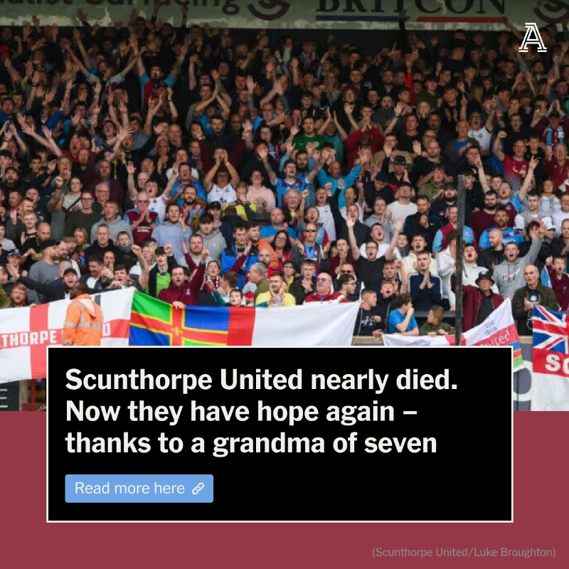 TheAthleticFC's tweet photo. Scunthorpe United were close to the brink last year. 

Now, they have been saved and came close to a place in the National League play-off final on Saturday.

And a huge chunk of credit goes to owner Michelle Harness — a grandmother of seven. 

📝 @PJBuckingham