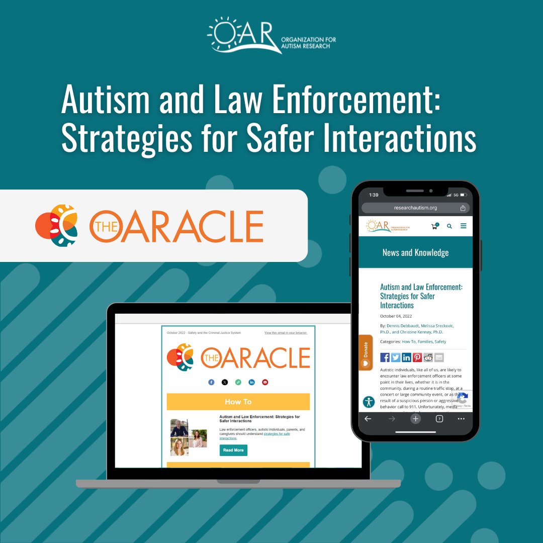 Our OARacle Newsletter has great articles for everyone in the autism community! Check out this Readers' Favorite about promoting safe interactions with law enforcement. i.mtr.cool/wjmbkoxkjd Sign up for our monthly newsletter! i.mtr.cool/bvzdzfjemp