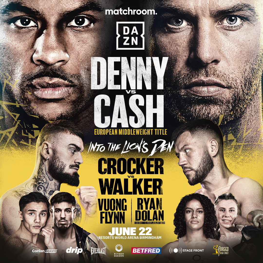 🥊 @MatchroomBoxing returns on Saturday 22 June with @Tnd91Denny vs @FelixCashboxer! 🏅 Also on the bill: Lewis Crocker vs Conah Walker, Cameron Vuong vs Jordan Flynn, Shannon Ryan vs Emma Dolan & more 🎫 Get tickets 12pm Friday, sign-up for presale > bit.ly/3JCZ0Ov