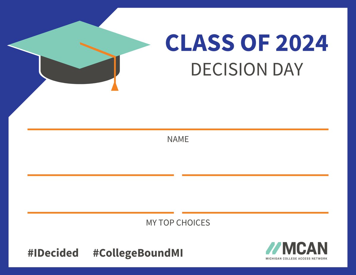 MCAN encourages schools and organizations to be flexible and creative in how they celebrate College Decision Day this year, acknowledging that students may still be deciding among a few different options. Decision Day resources sites.google.com/micollegeacces…