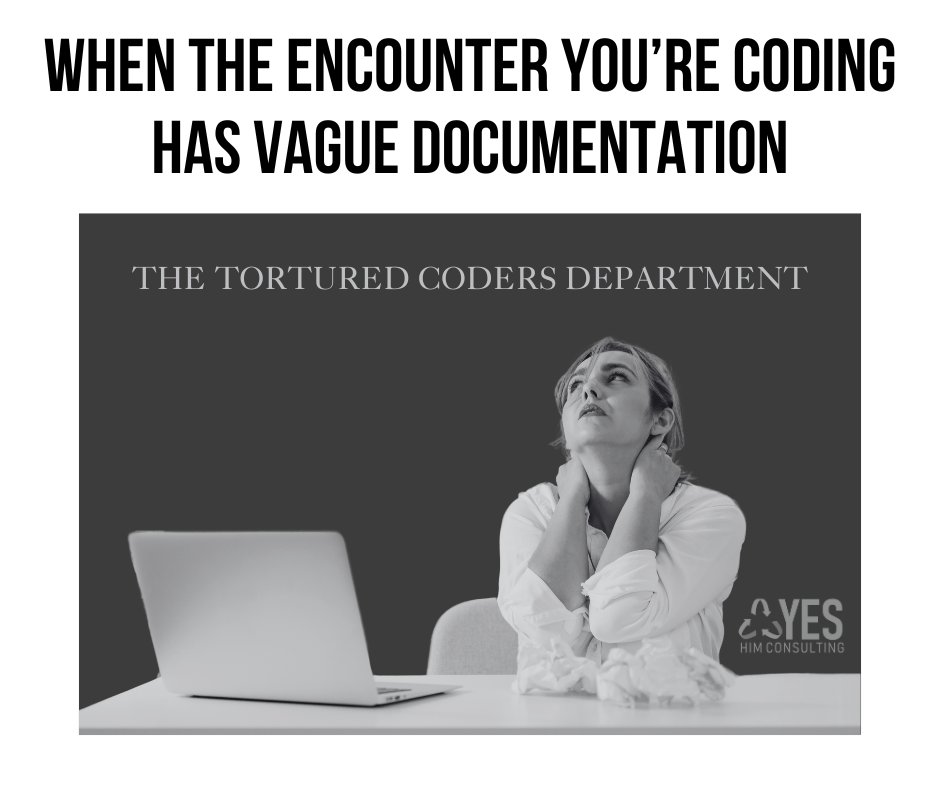 Vague documentation = tortured coders. 🤭🧐 Retweet if you can relate.

Happy #TellAJokeMonday!

#YESHIMConsulting #mememonday #funnycodermemes #medicalcodingmemes #medicalcodingjokes #medicalcodinghumor #medicalcoding #medicalcoder