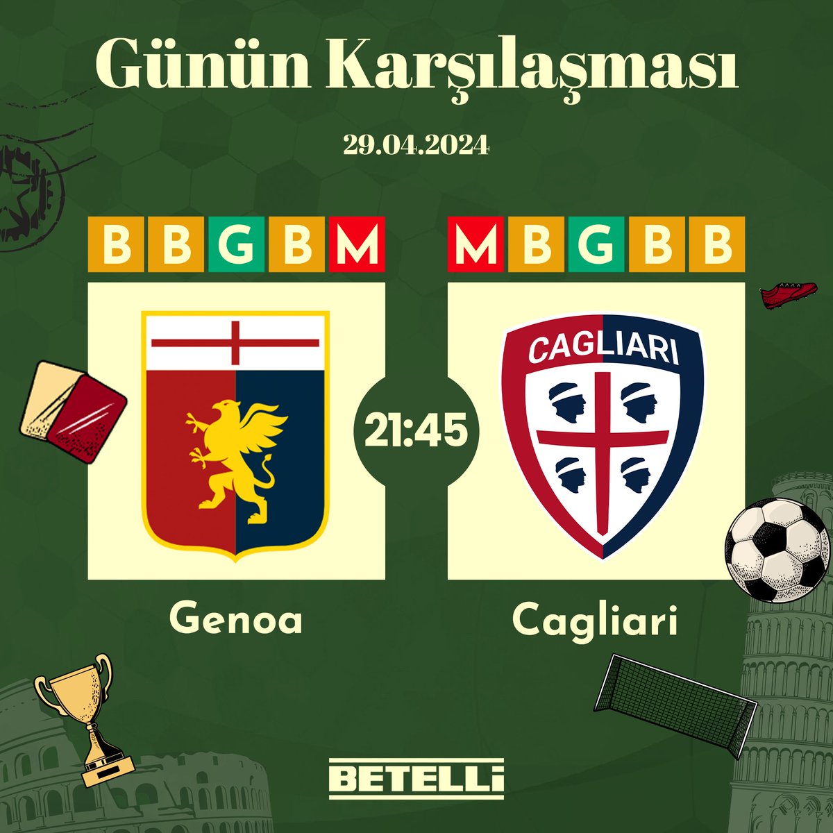 ⚔ Serie A'da Genoa evinde 3 maçtır kazanamıyor. Cagliari ise toplamda 4 maçtır kaybetmiyor. Bu maça özel market seçenekleri için #Betelli seni bekliyor! Betelli Giriş: bit.ly/47aoXP0