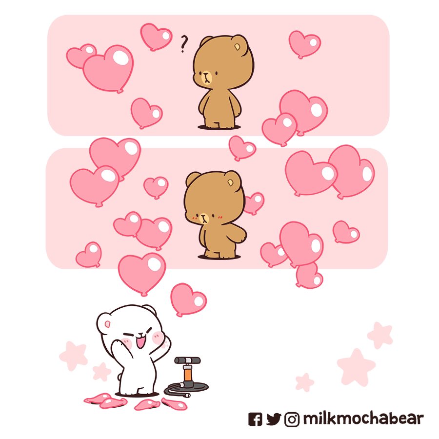Love is in the air 💕 --- Feel free to mention someone who will accompany you to sleep~ ❤️ #milkmochabear #milkandmocha