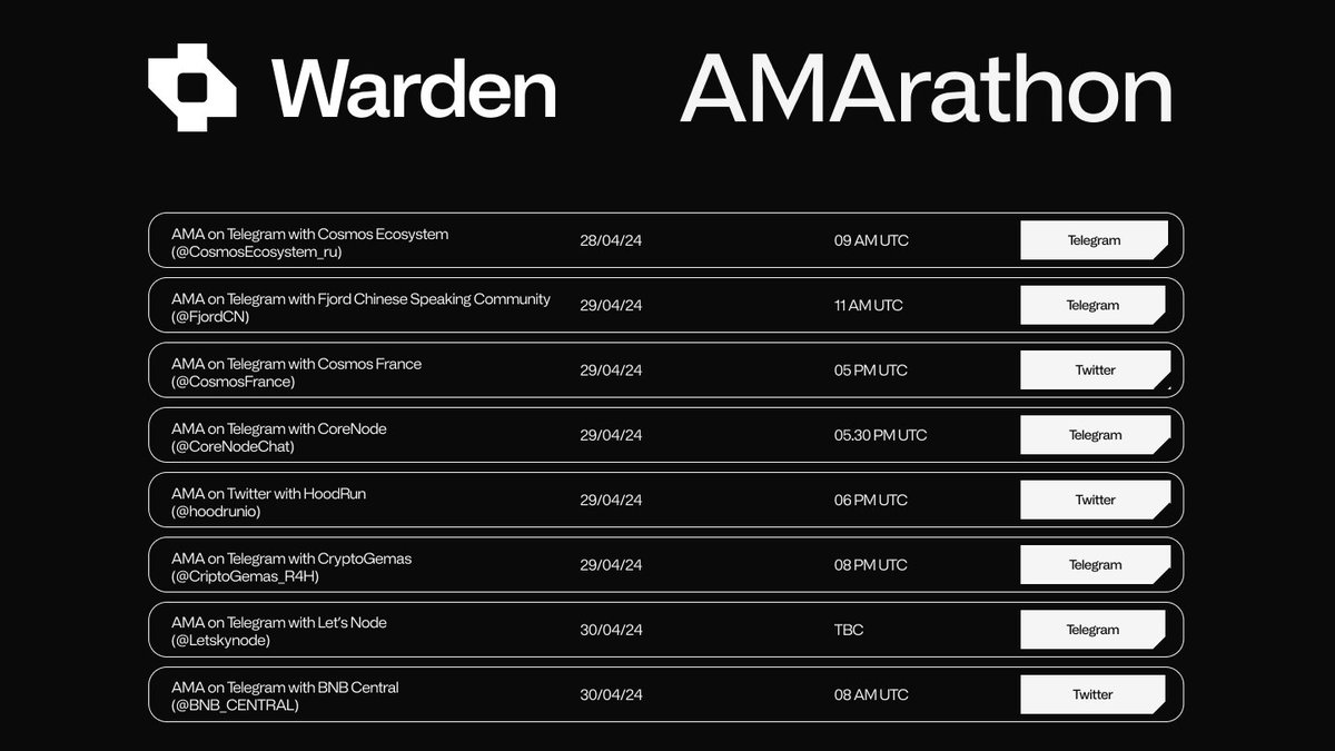 AMArathon time! 👉 We've heard the community, and decided to be in touch with as many local communities as possible 💕 👉 Those are the confirmed ones to come between today and tomorrow, but many more coming this week and next ones! Topics: - Warden Protocol - $WARP LBP -…