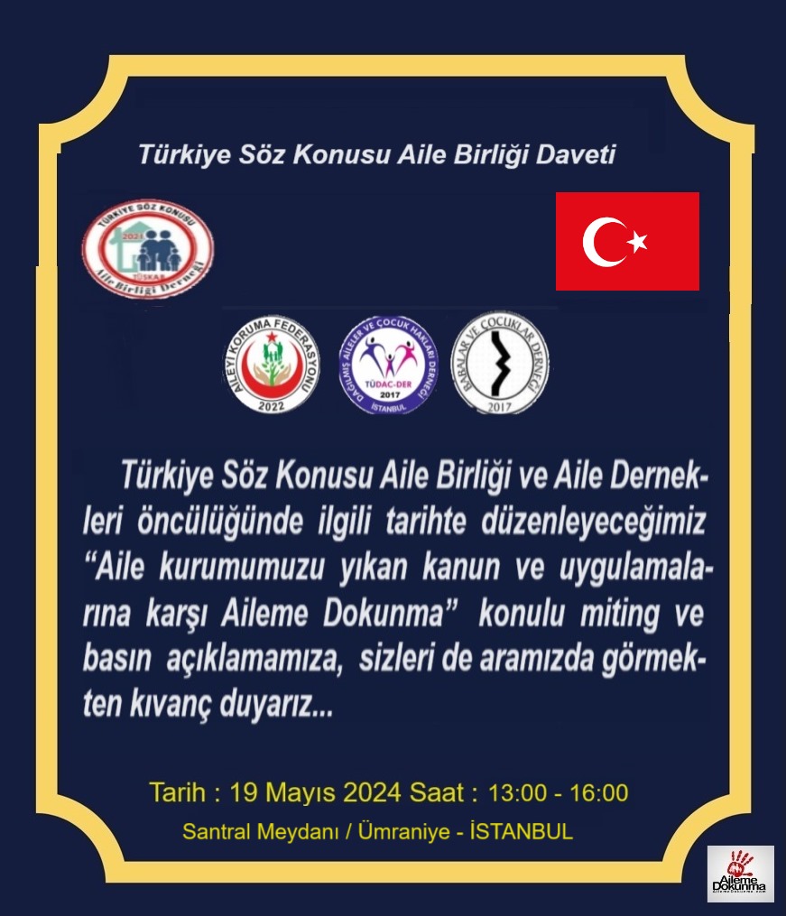 Aile Küçük Devlet Demektir.Aile yıkılırsa toplum çözülür,Devlette yıkılır.Ailelerimize çekilen operasyonlara karşı haydi hep birlikte dur diyelim. #AilemeDokunma