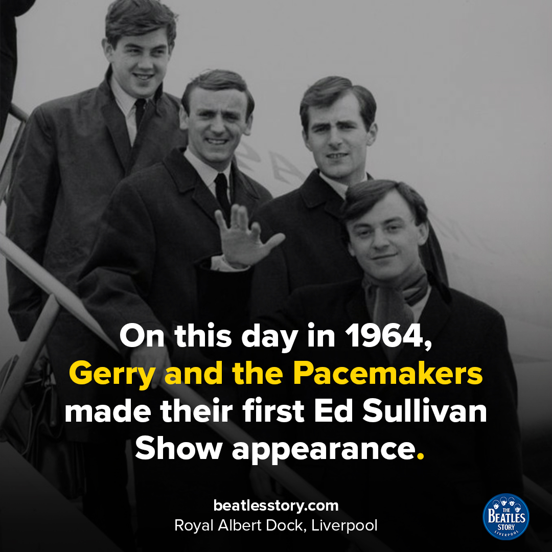#OnThisDay in 1964, Gerry and the Pacemakers performed on The Ed Sullivan Show for the first time, met by the screams of girls in the audience. Like the Fab Four, the band all wore identical suits. They opened with 'I’m The One', bringing their peppy sound to the US.