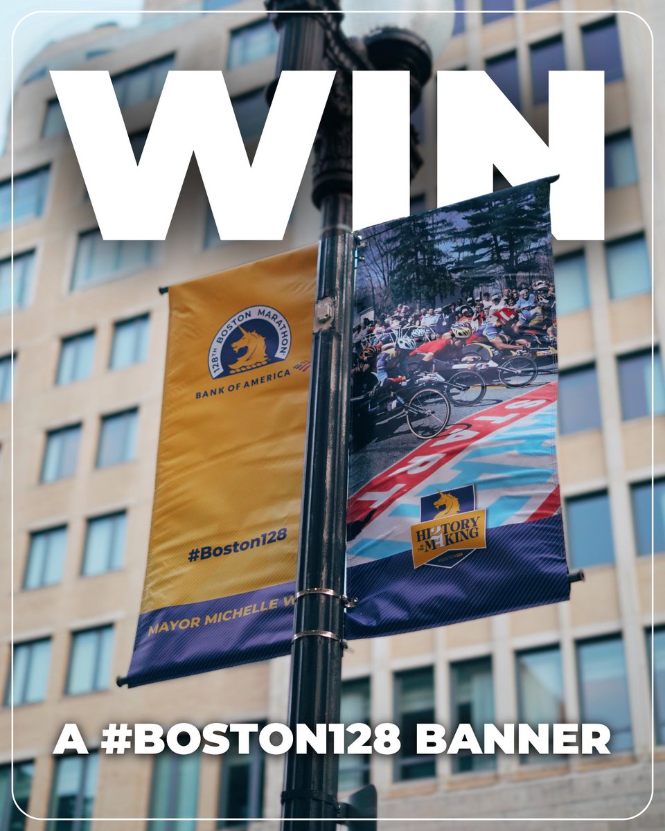 🦄REMINDER🦄

A #Boston128 History in the Making banner could be YOURS!🤩 If you want to win one of these iconic #BostonMarathon commemorative banners, HERE’S YOUR CHANCE! ➡️