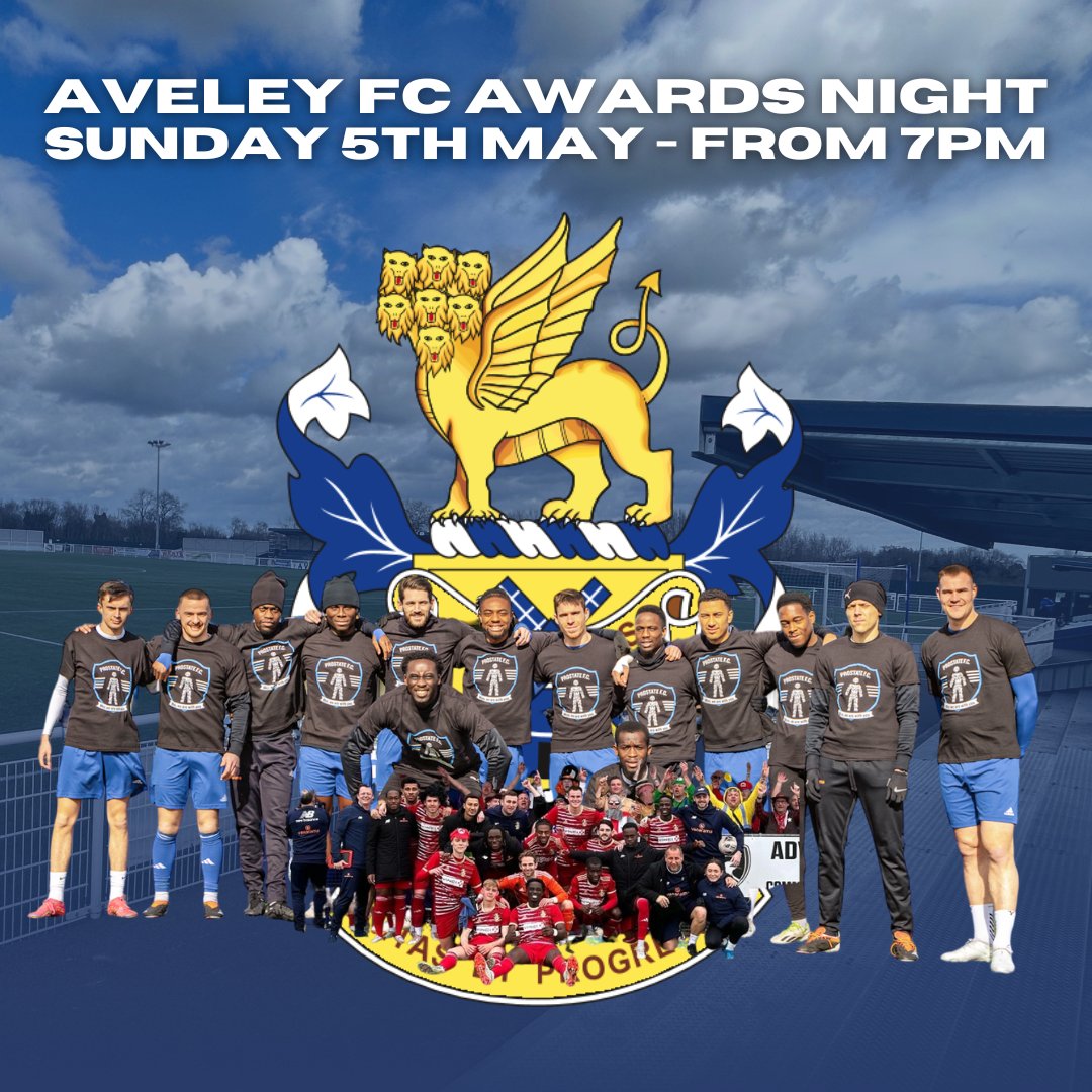 🏆 𝗔𝗩𝗘𝗟𝗘𝗬 𝗙𝗖 𝗔𝗪𝗔𝗥𝗗𝗦 𝗡𝗜𝗚𝗛𝗧 Come and join us to celebrate an incredible season on Sunday 5th May, from 7PM at Parkside! 🗓️ Sun 5th May ⏰ From 7PM 🏟️ Parkside, RM15 4PX Details: pitchero.com/clubs/aveley/n… #BackTheMillers | #TogetherAveley