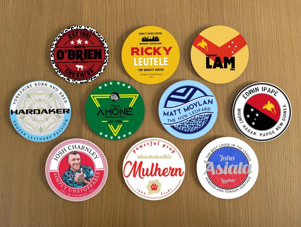 Due to early season moves, we’ve updated the following packs:

Hull FC
➡️ Briscoe
➡️ Cator
⬅️ Brown
⬅️ Hoy

Castleford
➡️ Hoy
⬅️ Broadbent

Leigh
➡️ Mulhern
⬅️ Briscoe

All updated packs are now available on our website and on eBay. Also available as individual coasters.
