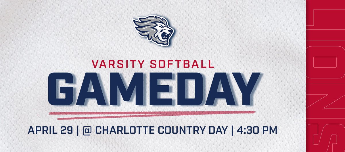 It's Gameday! Fresh off a Friday night victory, Varsity Softball heads to Charlotte Country Day this afternoon. 

#GoLions #RoarAsOne