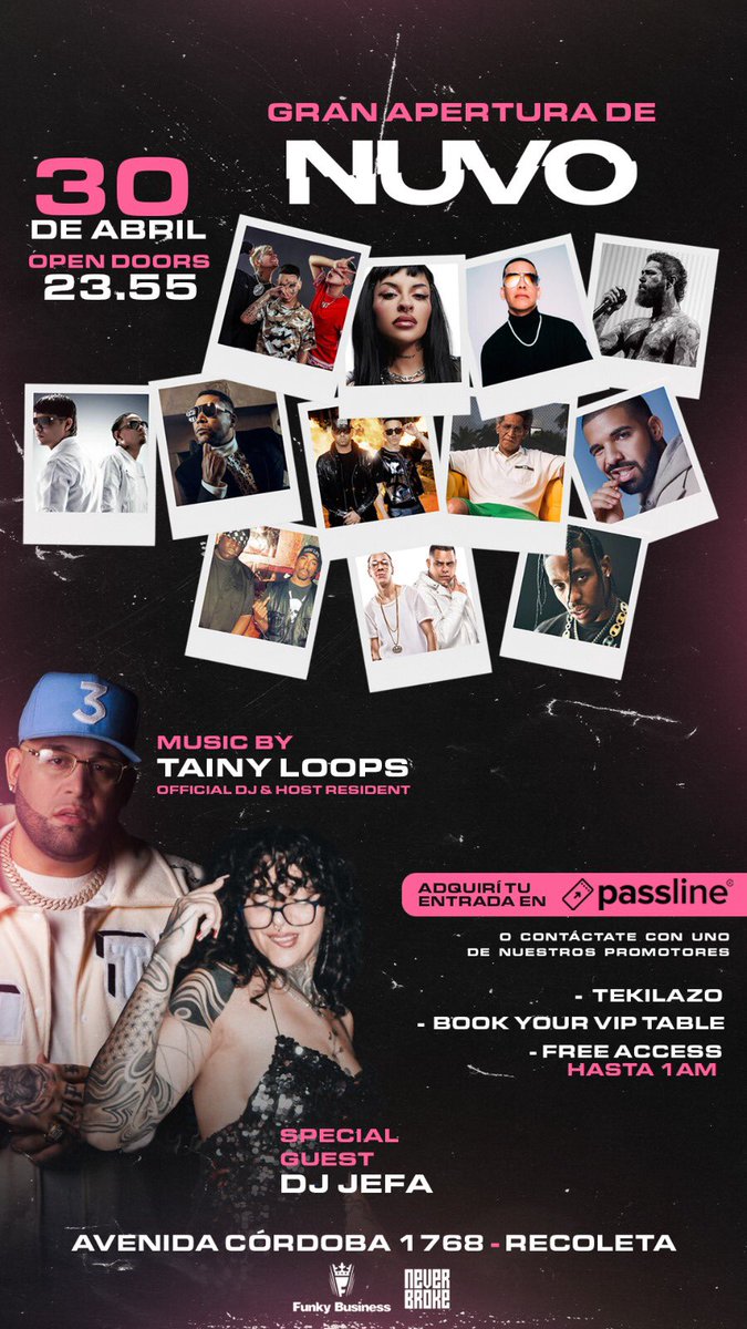 tainyloops's tweet image. En 2007 creamos “Blackcream”, años anteriores hice “Lost” y “Fetish”, en 2012 eventos como “Flow Fest” (con artistas de reggaeton), todas fiestas urbanas en Argentina. Ahora llega “NUVO”, el único lugar donde el perreo viene en su salsa original. 
QNOTLOCUENTEN, VIVILO! 😜😘