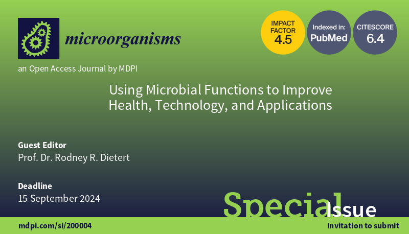 I am pleased to announce a new Special Issue in the open-access, MDPI journal Microorganisms #microorganisms. As Guest Editor, I hope you will consider submitting your microbe-oriented papers #microbiome #technology #health #ecology to this Special Issue. @Micro_MDPI
