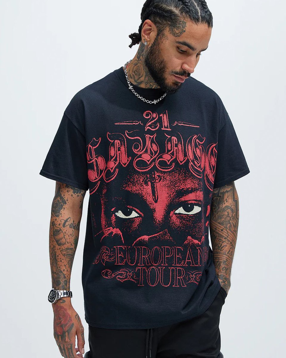 doronstudio's tweet photo. Tee design I did for 21 Savage, now available at Fashion Nova 🗡️ https://t.co/oEZvc0pVRp