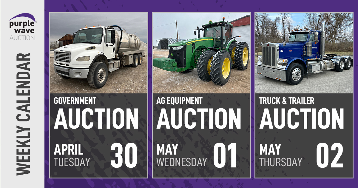 Check out the upcoming auctions closing this week!

#govermentauction #agauction #truckauction #equipmentauction #farmauction #noreserveauction