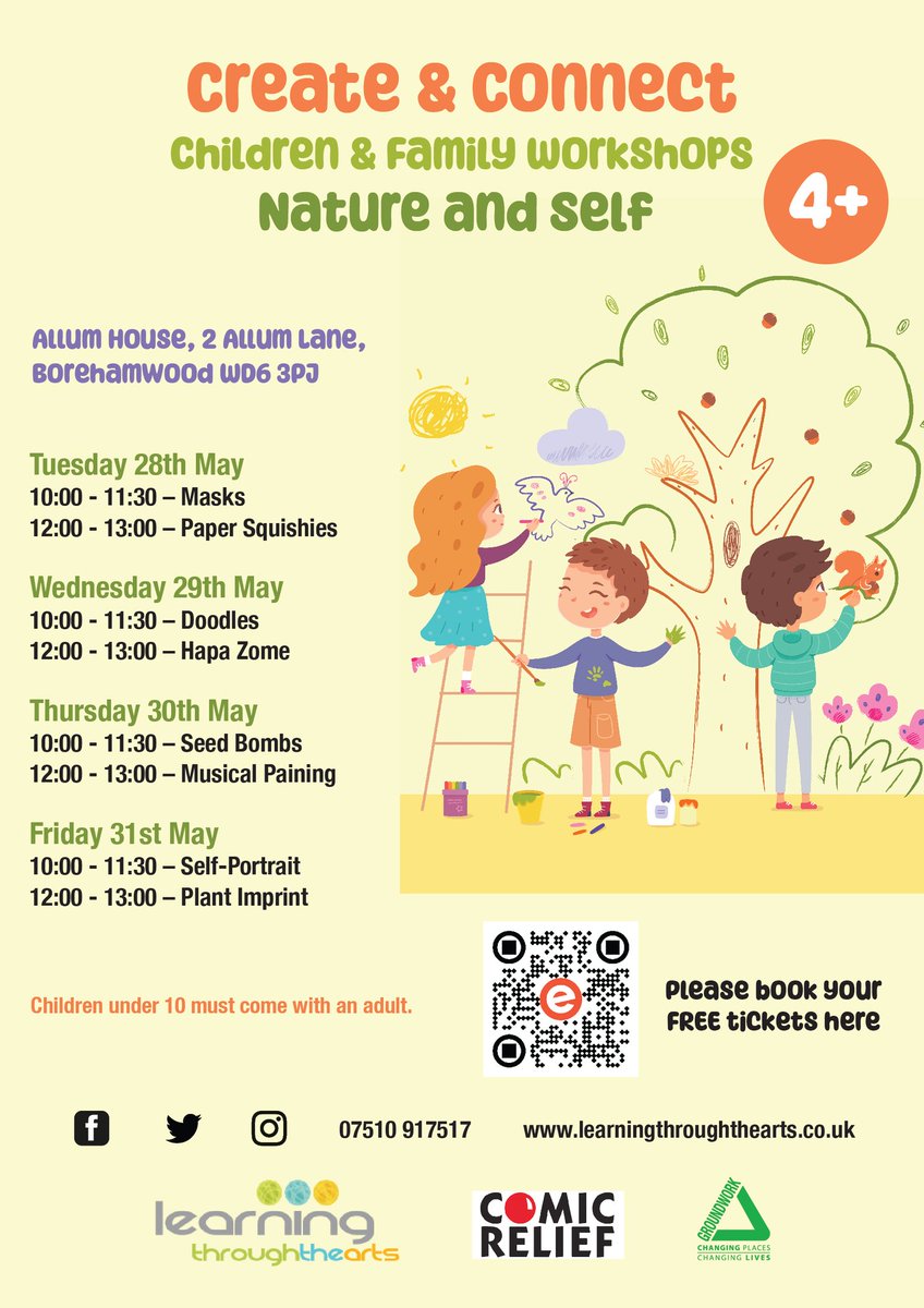 Please join us for an exciting series of craft workshops happening from 28th to 31st of May! We will explore our relationship to nature and our own minds. Book your free ticket on Eventbrite! 🌱

Link to Eventbrite in our bio. 
Children under 10 must come with an adult.
