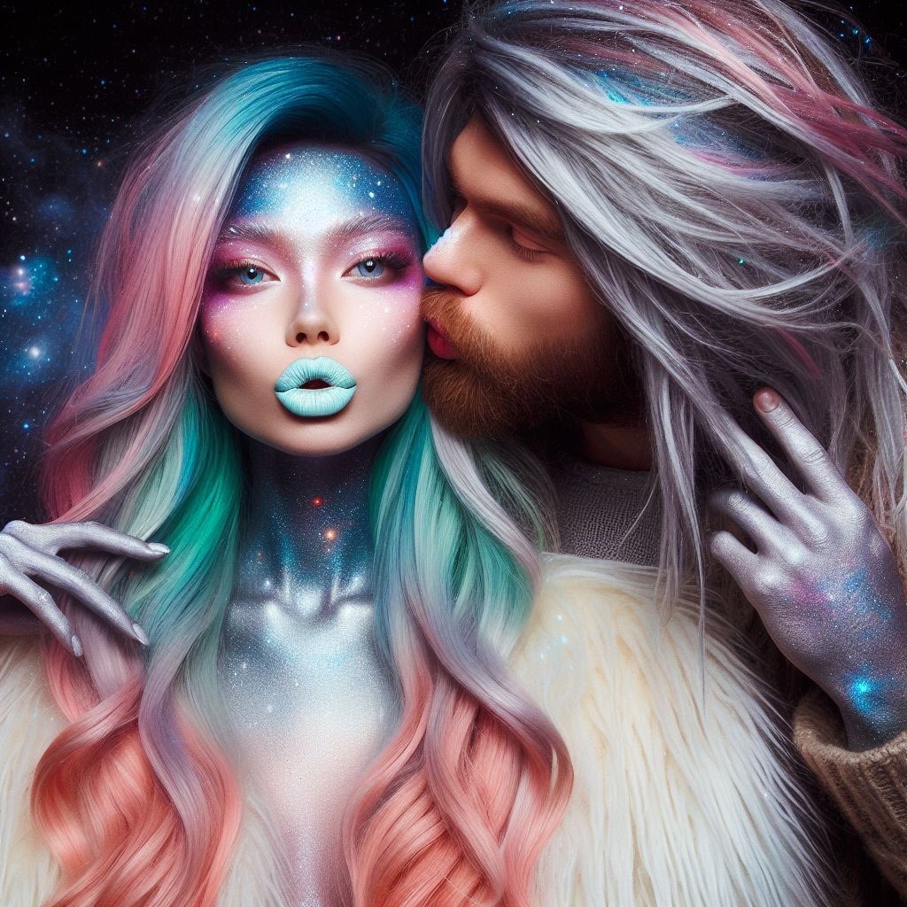 I need to get some work done but not before I leave this image. What have I done? 😂👽💋 Dall-e is working overtime today! 😳👀

Have any alien kissy face art? 🤣🤭

#dalle3art