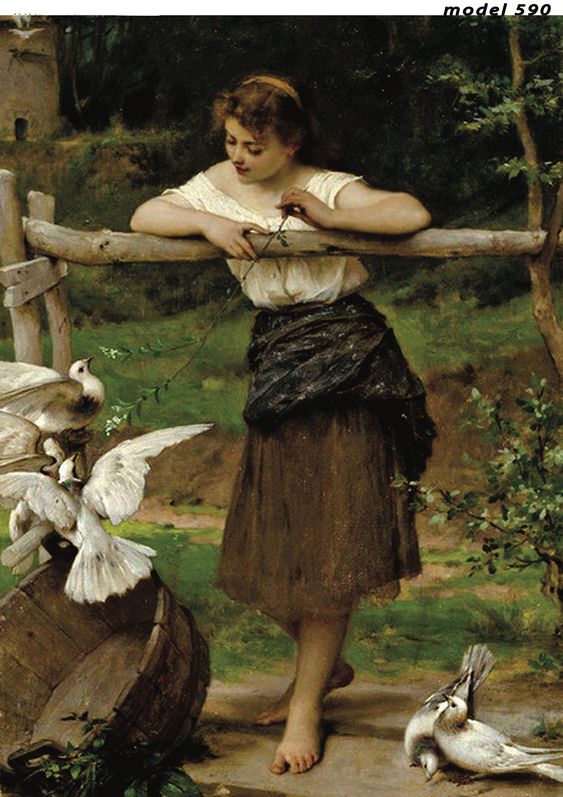 Emile Munier French artist Teasing the Doves