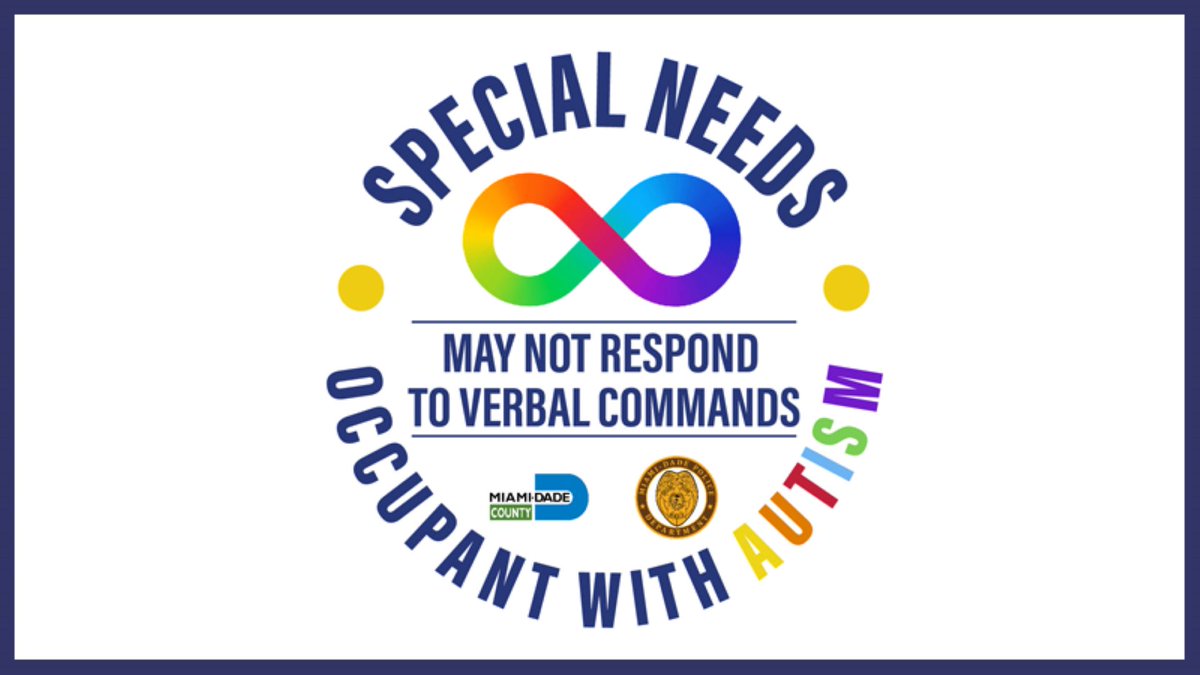 Join #OurCounty in raising awareness and protecting all residents, including those with autism. @MiamiDadePD’s Occupant with Autism Program offers free decals for emergency assistance. For information on registering your address for dispatch, visit miamidade.gov/autismdecal.