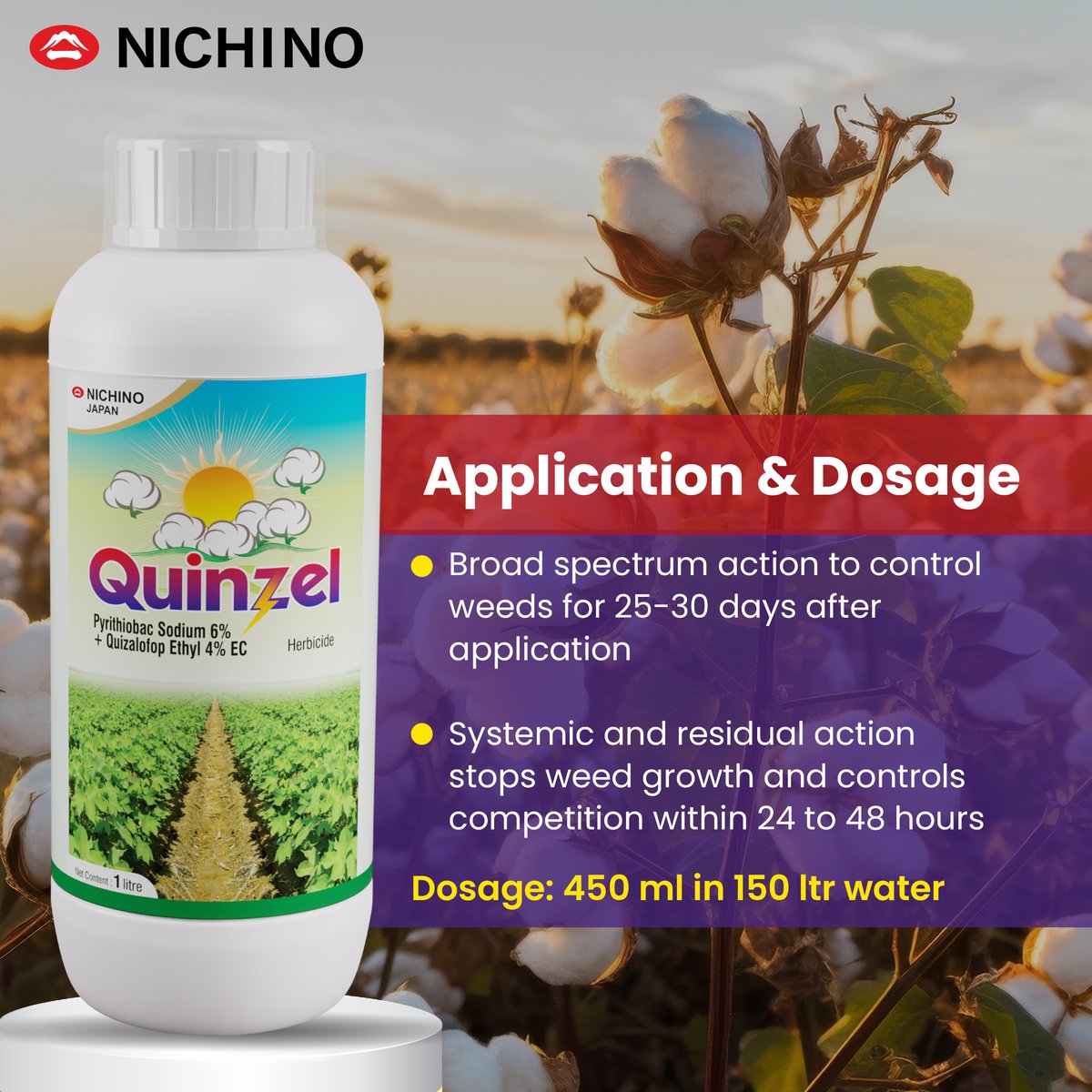 Maximise your crop yield with Quinzel, effective, reliable and farmer-approved!
#quinzel #cropdefence #cropsafety #nichinoindia
