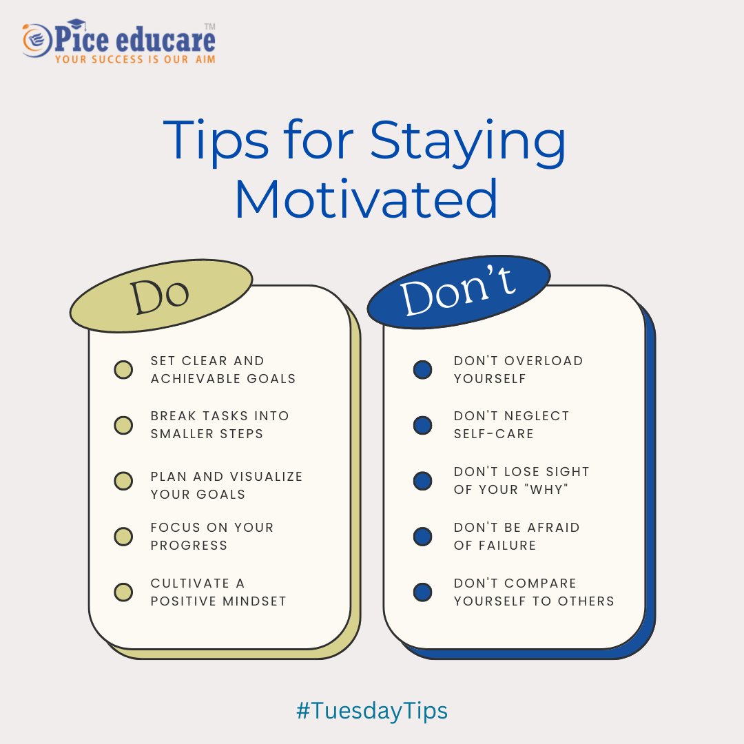 Tuesday Tips
Preparing for an exam?
Follow these steps to stay motivated..
.
.
#tips #TuesdayTip #TuesdayThoughts #tuesdayvibes #tuesdayspecial #piceeducare #neet2024 #NEETExam2024 #piceeducare