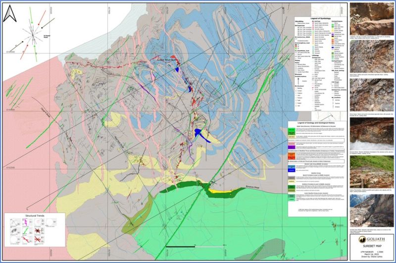 Surebet Region-> Detailed surface mapping has played a major role in clearly defining the structural controls on the vein & consequently the gold mineralization. Click to access recent news announcing the identification of 6 new #gold veins 👉 goliathresourcesltd.com/wp-content/upl… #mining