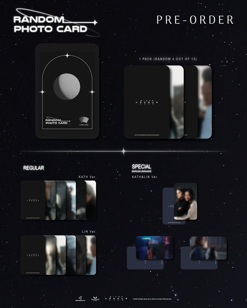 URANUS2324 รวบรวมเรื่องราวของทั้งพาร์ทแคทและลินออกมาเป็น Photo Card Random Set ให้ทุกคนได้ร่วมสะสมภาพของทั้ง 2 คนไปด้วยกัน !

REGULAR part (Photo card)
ภาพที่รวบรวมอารมณ์ต่างๆของลินและแคท ไม่ว่าจะเป็น ความรู้สึกว่างเปล่า รวมไปถึงความคิดถึงที่มีต่อกัน

SPECIAL part (Lenticular