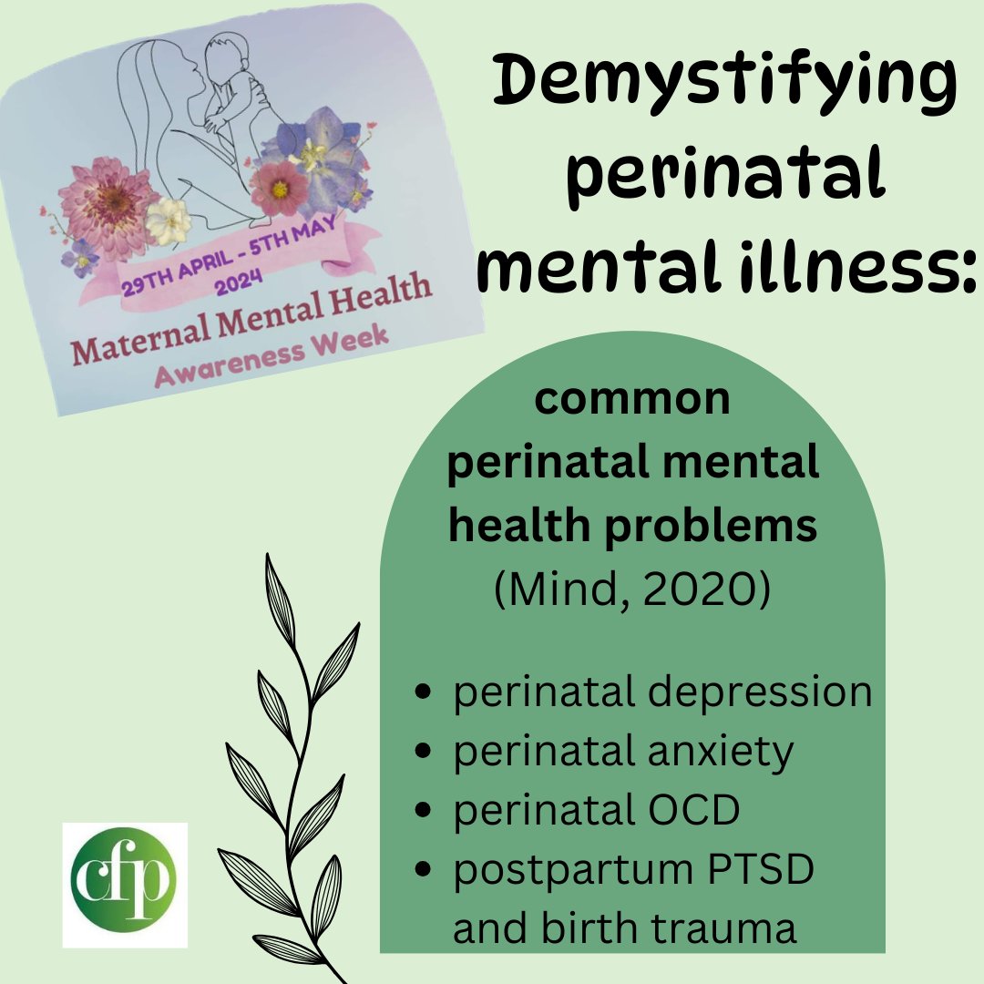 Today, we are sharing some common #perinatalmentalhealth problems. If you are experiencing any of these difficulties, get in touch to find out more. #maternalmentalhealth #perinataldepression #perinatalanxiety #perinatalOCD #birthtrauma #postpartumPTSD #mentalhealthsupport