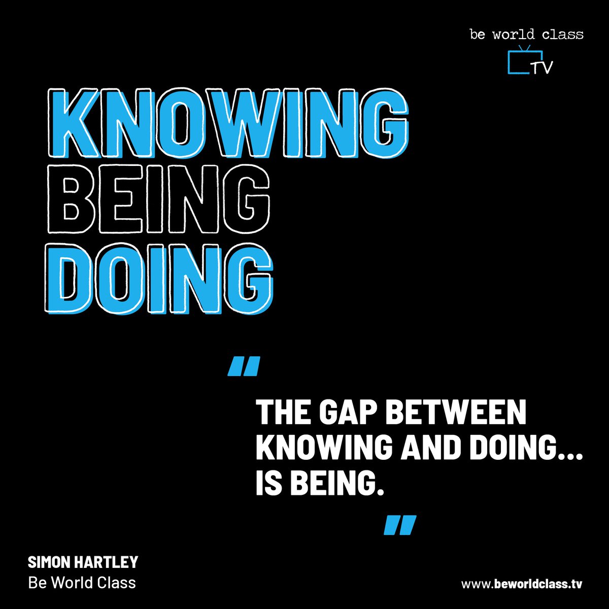 Most people recognise that there's a gap between 'knowing' and 'doing'. But what's the gap? In my experience, it's 'being'. It's a combination of character and identify. To do the things we know we should, we need to BE different. Have a great week!