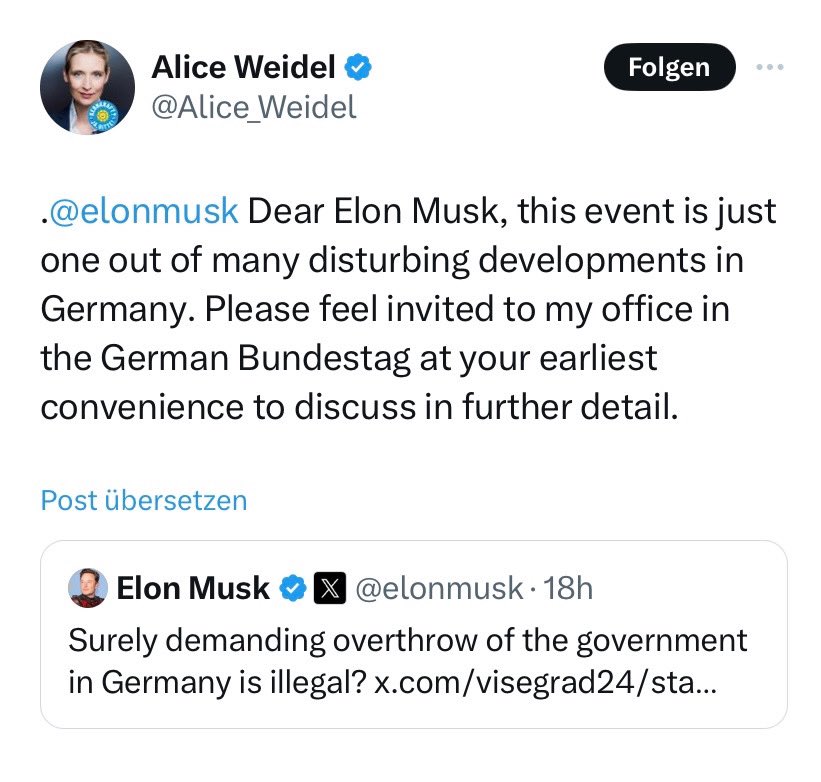 @Alice_Weidel Nicht dein ernst Alitsche😆😆😆 Die Nummer mit #musk hat @BjoernHoecke schon gebracht😆 Ihr seid so lost. #niemalsafd #AfDmachtDumm #AfDgehoertnichtzuDeutschland #AfDPutinsMarionetten