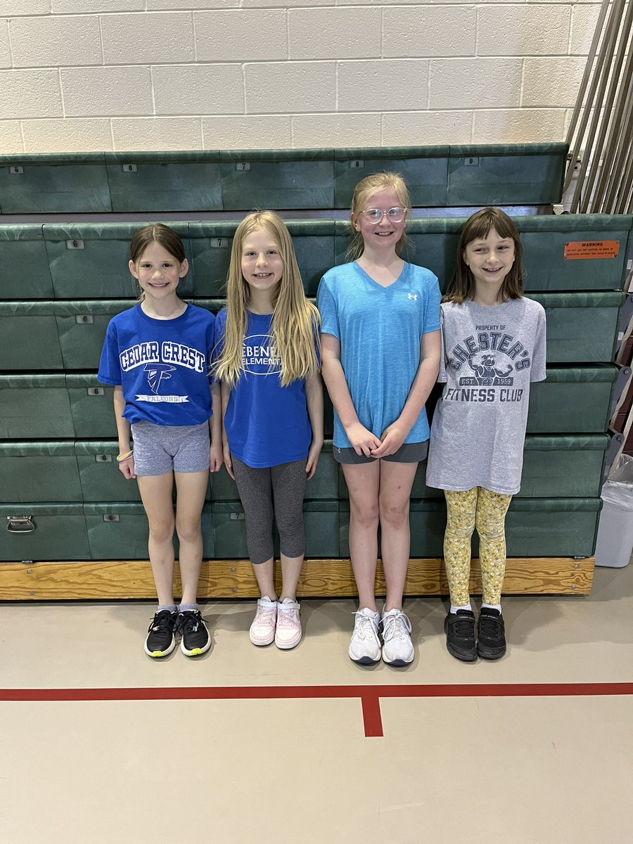 The Girls led the way in the mile run for Mrs. Spicer’s third grade class! Kaydence Henry (8:04), Kendal Sponenberg (8:05), Elliana Kirkwood (8:20), & Emma Emerich went 1-2-3-4. Let’s Go 💯