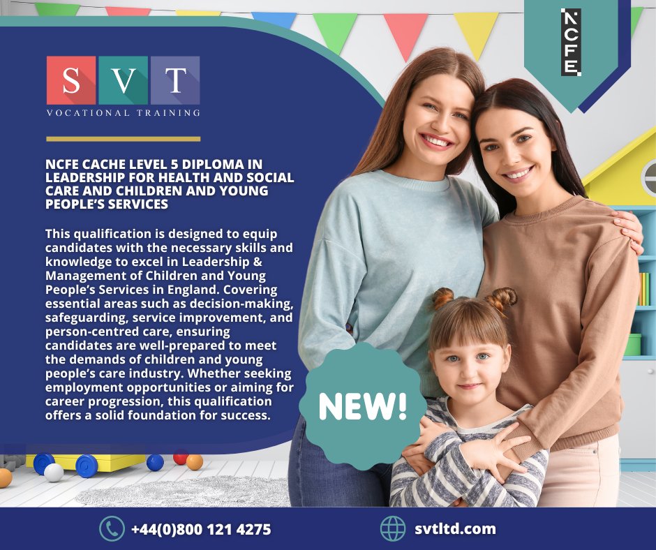 This esteemed qualification has been carefully developed to equip candidates with essential skills and knowledge necessary for excelling in Leadership and Management within the Children and Young People’s Services sector 💻

Call for info on +44(0)800 121 4275 #svtltd #education