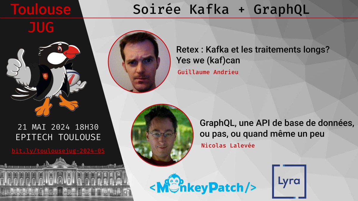 🗓  La prochaine soirée du Java User Group Toulousain aura lieu le mardi 21 mai à 18h30 !

bit.ly/toulousejug-20…